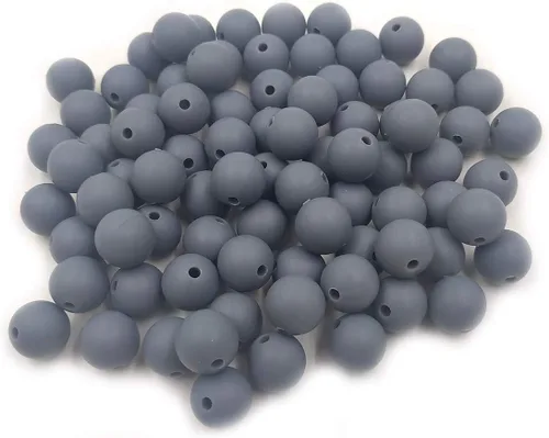 Miniatura 38 de Cuentas de perlas de silicona focales para bolígrafo, 100 cuentas redondas de silicona sueltas de 0.59 pulgadas a granel para llavero, mamá mujer