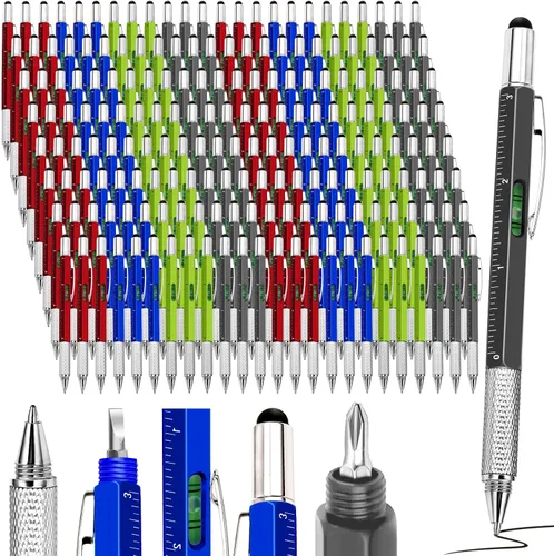 Miniatura 13 de Zhanmai - 72 bolígrafos multiherramienta 6 en 1 para regalo del Día del Padre, herramienta de destornillador, bolígrafo multifuncional para papá