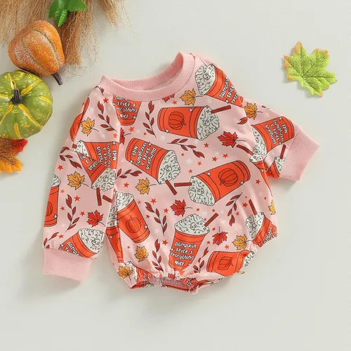 Miniatura 20 de FOCUSNORM Disfraz de Halloween para bebé recién nacida, sudadera de calabaza, mameluco de manga larga para otoño e invierno