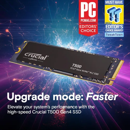 Miniatura 6 de Crucial SSD T500 PCIe Gen4 NVMe de 500 GB, hasta 7,200 MB/s, TLC NAND, compatible con portátiles y computadoras de escritorio (PC), para creativos