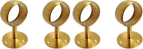 Miniatura 5 de Barra de armario de acero inoxidable cepillado dorado, resistente, soporte de extremo de barra de cortina, soporte de barra de brida con tornillos a