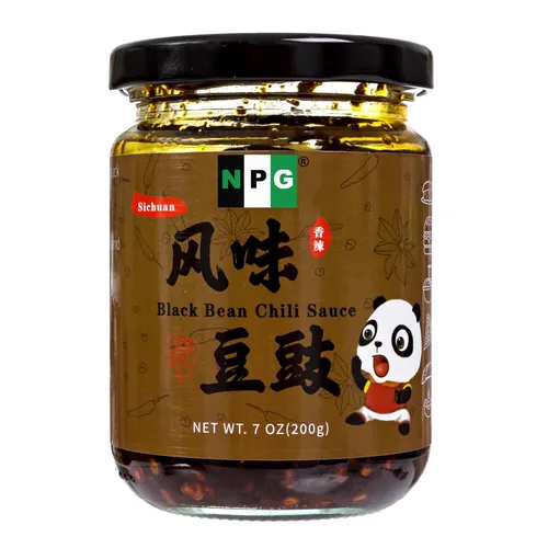 NPG Auténtica salsa de chile de frijoles negros Sichuan, 7 onzas, calor medio, picante y fermentada, salsa picante lista para usar, para cubrir,