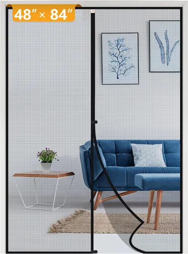 Miniatura 112 de Yotache - Puerta mosquitera magnética estrecha para puerta de 26 x 78 pulgadas, tamaño de malla de 28 x 79 pulgadas, malla de fibra de vidrio Negro