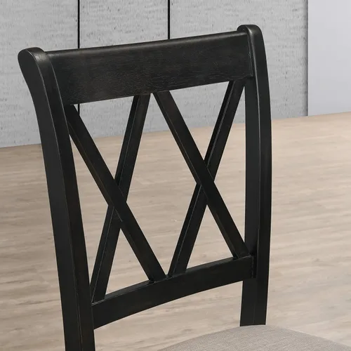 Miniatura 6 de Roundhill Furniture Windvale - Silla de comedor tapizada de tela, juego de 2, color negro