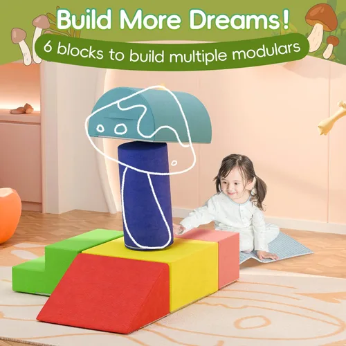 Miniatura 3 de TOLEAD Bloques grandes de escalada para bebés, 6 juguetes de escalada para niños pequeños, equipo de gimnasio de espuma suave de ultra alta Clásico