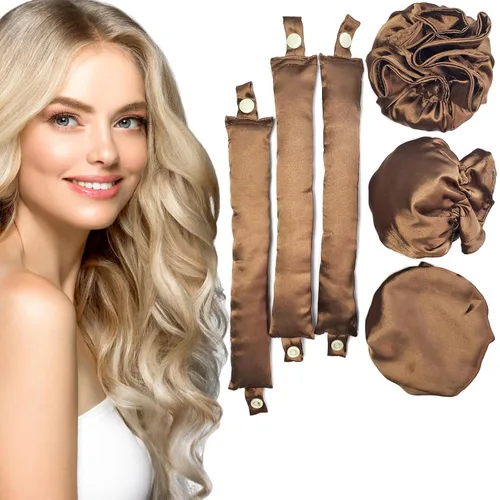 3 juegos/6 rizadores de cabello sin calor, sin calor, para rizos sin calor con gorras para el cabello, diadema suave sin calor para todo tipo de