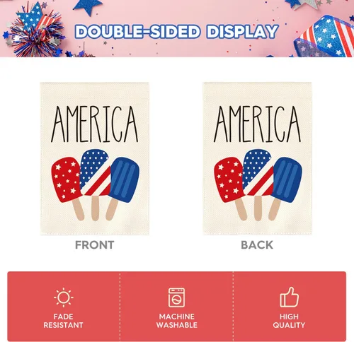 Miniatura 6 de AVOIN colorlife Bandera de casa de paletas de estrellas y rayas estadounidenses de doble cara en el exterior, patriótica de Estados Unidos, 4