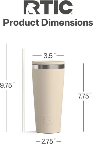 Miniatura 4 de RTIC Vaso Térmico Diario de 20 onzas de Acero Inoxidable Portátil con Aislamiento, Taza de Café de Viaje con Pajita, Forro de Cerámica, Tapa