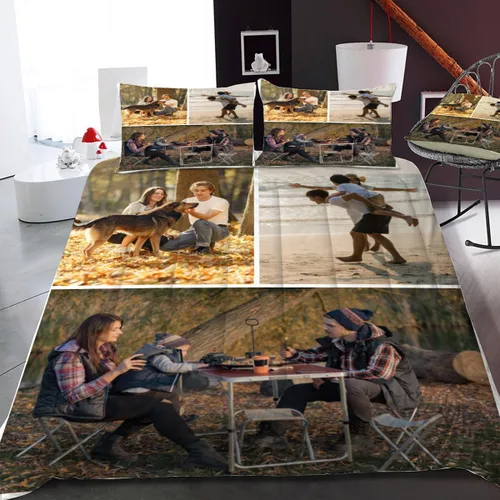 Miniatura 14 de Juego de edredón personalizado con fotos, juegos de cama personalizados con imágenes para niños y niñas (1 edredón y 2 fundas de almohada)