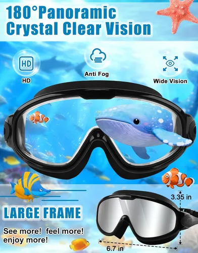 Miniatura 3 de Gafas de natación WIN.MAX, paquete de 2, antivaho, anti UV, con vista clara para hombres, mujeres, niños y niñas, gafas de natación para adultos