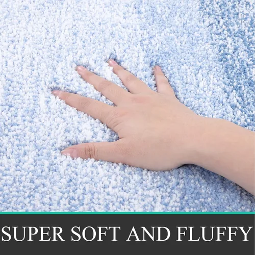 Miniatura 3 de Bsmathom Juego de 4 alfombras de baño, alfombras de baño de microfibra suave y absorbente con alfombra de contorno en forma de U para inodoro y Azul