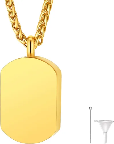 Miniatura 110 de FindChic Collares personalizados con urna para cenizas, barra vertical, gato, luna, reloj de arena, garra de perro, acero inoxidable, chapado en oro
