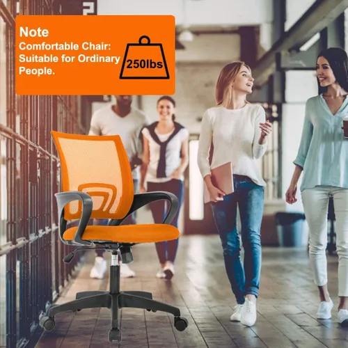 Miniatura 5 de BestOffice Silla de oficina ergonómica Silla giratoria de escritorio con respaldo medio Respaldo transpirable y soporte lumbar Altura Naranja