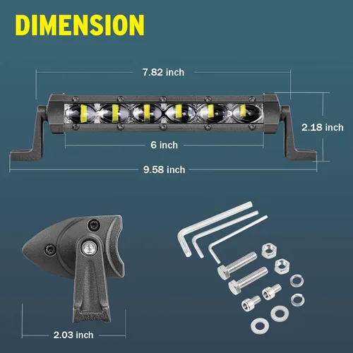 Miniatura 2 de YCHOW-TECH - Barra de luz LED de 6 pulgadas, barra de luz de inundación de 48 W, carcasa de aluminio, 6000 K, blanco, impermeable, 12 V, 24 V, luz