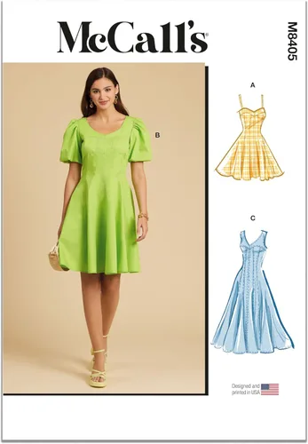 McCall's M8405K5 - Kit de patrón de costura para vestido ajustado y acampanado, código de diseño M8405, tallas 8-10-12-14-16