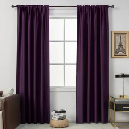 Miniatura 44 de DUALIFE Cortinas opacas de 45 pulgadas de largo, 2 paneles para ventanas pequeñas de dormitorio, aislamiento térmico, bolsillo para barra, cortinas