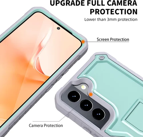Miniatura 4 de Funda para Samsung Galaxy S22 5G (solo no es compatible con Plus o Ultra), funda de protección de grado militar con protector de pantalla HD y Verde