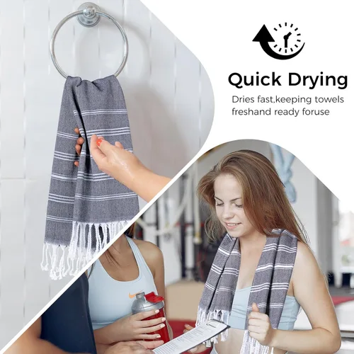Miniatura 2 de cabanana Toallas de mano para baño, paquete de 2, 20 x 30 pulgadas, 100% algodón, toallas de mano turcas, superabsorbentes y de secado rápido, Negro