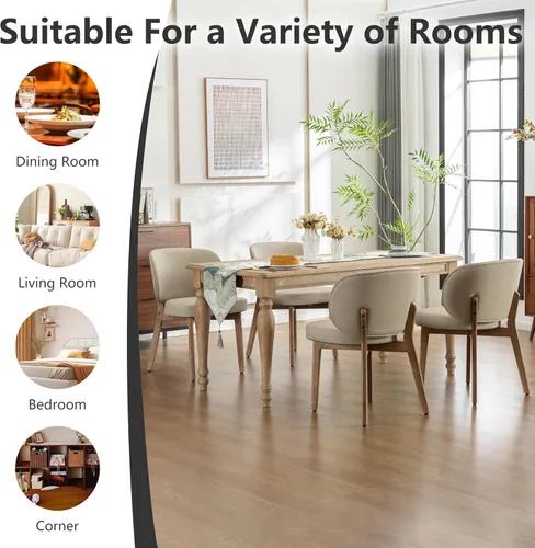 Miniatura 6 de YOUNIKE Silla de comedor con respaldo alto, silla única de cocina estilo moderno de mediados de siglo, silla acentuada sin brazos de tela bouclé