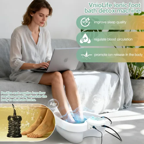 Miniatura 2 de VnioLife Máquina de Baño de Pies Iónico Desintoxicante con Bolsa, Máquina Portátil de Desintoxicación de Pies, Spa Iónico de Pies con Limpieza