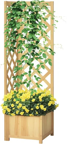 Miniatura 37 de Outsunny Cama de Jardín Elevada con 3 Jardineras, Soporte de Plantas de Madera con Orificios de Drenaje, para Verduras, Hierbas y Flores, Gris
