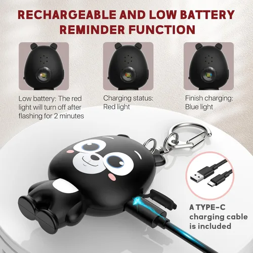 Miniatura 4 de Alarma de seguridad personal para mujeres, alarma personal recargable para mujeres, niños y ancianos, sirena fuerte de 130 dB, luz estroboscópica