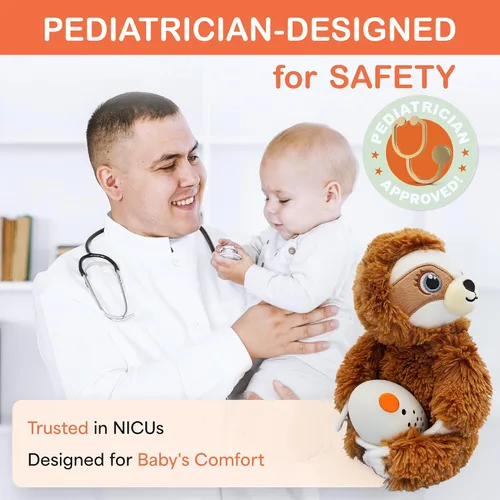 Miniatura 2 de Baby Shusher Shusher Sloth - Juguete calmante para bebé para dormir, chupete activado por llanto, animal de peluche para bebés y niños, sonidos