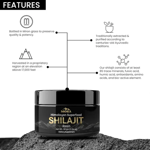 Miniatura 5 de WellBeingMora - Suplemento de resina Shilajit del Himalaya 75% más de ácido fúlvico y más de 85 minerales traza Resina de extracto de shilajit