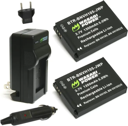 Wasabi Power Batería (paquete de 2) y cargador para cámara de acción JVC BN-VH105 y JVC GC-XA1, GC-XA2 ADIXXION