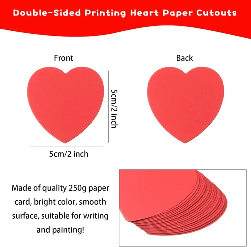 Miniatura 2 de 360 piezas de recortes de corazón pequeños con forma de corazón de papel de 2 pulgadas, confeti de corazones rojos de San Valentín, troqueles