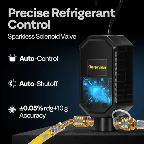 Miniatura 4 de VIVOHOME Báscula electrónica de carga de refrigerante con válvula de carga de dosificación automática separada con bomba de vacío de paletas