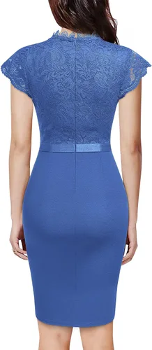 Miniatura 2 de Miusol vestido de cóctel corto para mujer, estilo retro y floral, con encaje y volantes