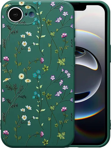 Miniatura 23 de RALEAVO Funda Floral para iPhone 12, Cubierta de Silicona Líquida con Bonito Patrón de Rama de Flores para Niñas y Mujeres, Funda Protectora de Goma
