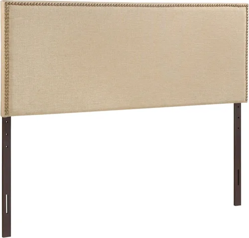 Miniatura 3 de Modway Region - Cabecero tapizado de tela de lino con ribete de cabeza de clavo, Madera