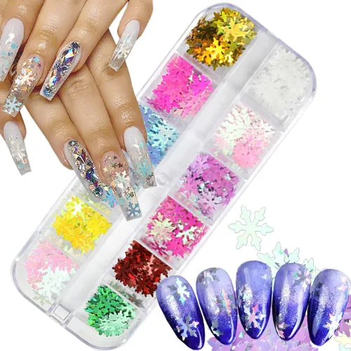 Miniatura 9 de Lentejas de purpurina camaleón para uñas, lentejuelas de arte de uñas holográficas 3D con gradiente láser, polvo de purpurina brillante en gel UV