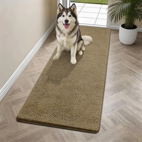 Miniatura 29 de Bcoimo Tapete súper absorbente para puerta de perro, 30 x 20 pulgadas, tapete antideslizante para patas fangosas, alfombras para mascotas para patas