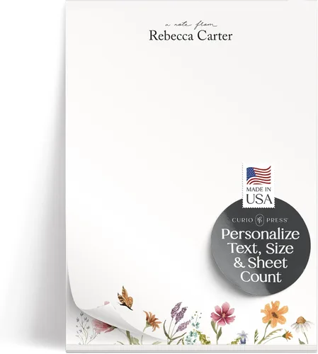 Miniatura 17 de Bloc de notas de papelería personalizado para mujer, bloc de notas personalizado con nombre, flores azul marino con fuente de guión, bloc de notas