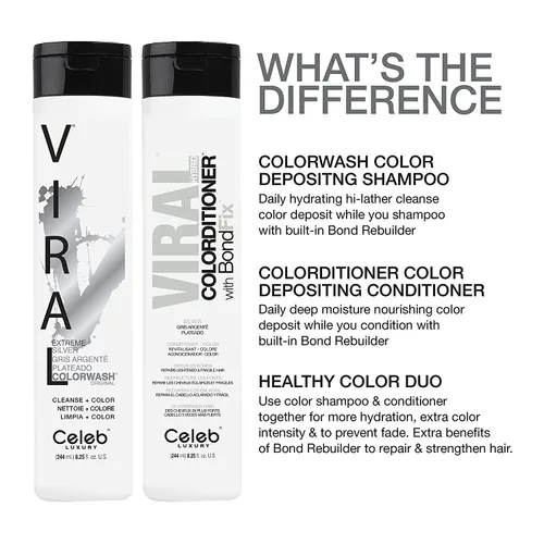 Miniatura 7 de Celeb Luxury Colorwash Color Depositing Shampoo - Color Refresher, Vegan Hair Dye, Bondfix Bond Rebuilder, Viral and Gem Lites Plateado