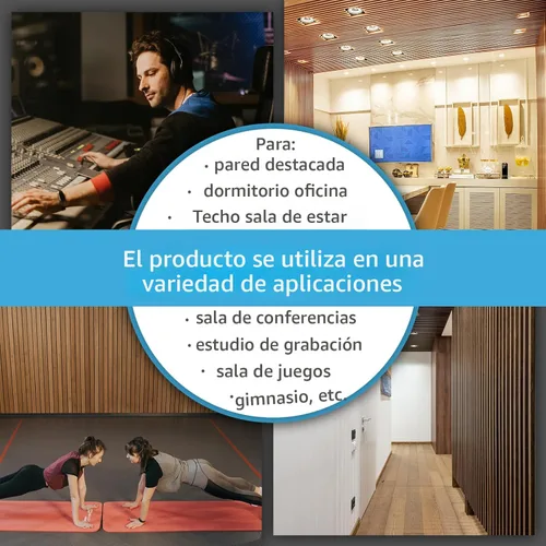 Miniatura 7 de Art3d - 2 piezas de panel acústico de listones, de 104 x 15.75 pulgadas para pared y techo, panel 3D acanalado absorbente de sonido con acabado
