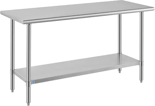 Miniatura 57 de Mesa de acero inoxidable para preparación y trabajo con protector contra salpicaduras, 24x72 pulgadas