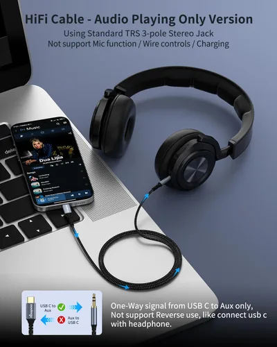 Miniatura 2 de Cable auxiliar USB C a auriculares de 6.6 pies, USB C a 0.138 in, cable estéreo de automóvil compatible con iPhone 15 Plus/15 Pro Max, Galaxy S23