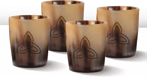 Miniatura 15 de Handicrafts Home Juego de 4 vasos de chupito hechos a mano, patrón entrecruzado de 6.5 onzas, chupitos de whisky vikingo naturales para cócteles