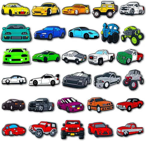 Miniatura 2 de Fohiahfce 30 dijes de automóvil para decoración de zapatos, sandalias de carrera, accesorios para adultos, hombres, niños, regalos de fiesta, Metal