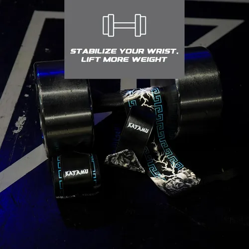 Miniatura 3 de Katamu Premium Wrist Wraps for Weightlifting — 18 Inch Cotton Wrist Support with Thumb Loop for Powerlifting, Bodybuilding and Bench Press, Men and