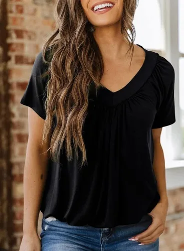 Miniatura 3 de Dokotoo - Camisetas de verano para mujer, manga corta, cuello en V, estilo casual