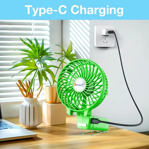 Miniatura 8 de VersionTECH. Mini ventilador de mano, ventilador de escritorio USB, pequeño ventilador de mesa portátil personal con USB recargable funciona