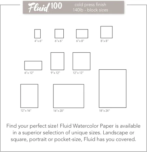 Miniatura 7 de Bloque de Papel para Acuarela Fluid 100, 20 x 20 cm, 15 Hojas, 140 lb (300 g/m²) 100% Algodón, Ficha de Prensa Fría para Pintura Artística y Medios