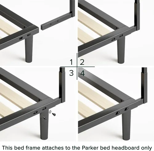 Miniatura 6 de Zinus Parker - Cama de plataforma con patas cónicas, soporte de listones de madera, no necesita somier, fácil montaje, tamaño matrimonial