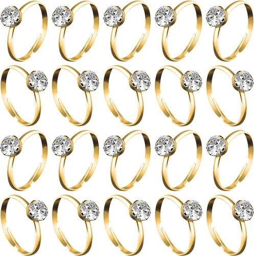 Whaline 36 Paquetes Anillos de Compromiso de Diamante Anillos de Despedida de Soltera para Decoraciones de Mesa de Boda, Suministros de Fiesta,