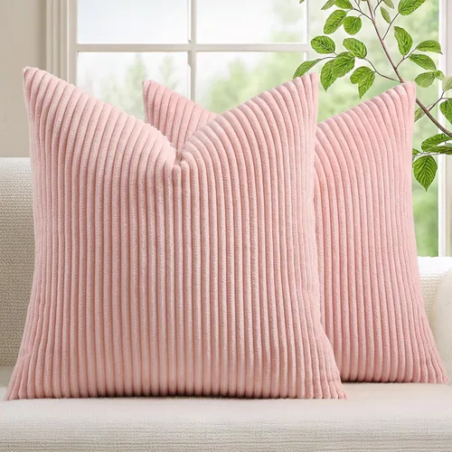 Miniatura 22 de Mecatny Juego de 2 fundas de almohada decorativas de pana de 16 x 16 pulgadas para sofá sala de estar, fundas de almohada bohemias suaves y neutras